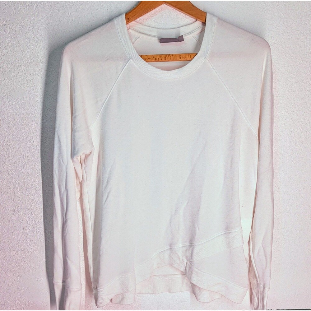 Athleta Women's Size M Medium Criss Cross Long Sleeve Sweatshirt White (219)
